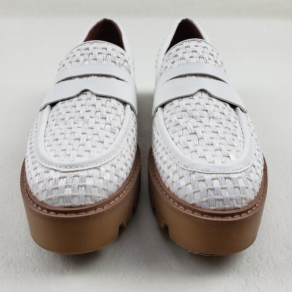 Franco Sarto Balin Lug Sole Loafer Womens 8.5 White Slip On Preppy Platform Flat - Picture 6 of 13